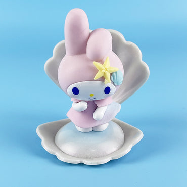Melody Sanrio Bihai Holiday Blind Box Figure Kuromi Big-eared Dog Shell Ornament Girl Gift Doll