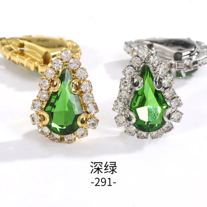 Pointed waterdrop claw rhinestone edge 4-hole hand-stitched rhinestone DIY headwear accessory clothing flash rhinestone accessory pointed waterdrop crystal buckle
