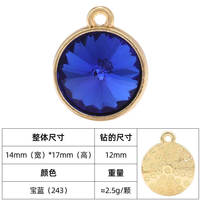 12mm satellite single hanging glass diamond single-hole alloy pendant inlaid with round crystal diamond earrings jewelry DIY accessories