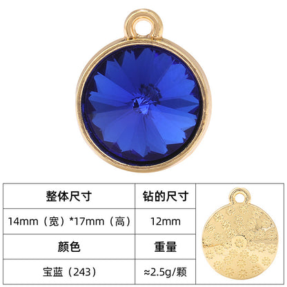 12mm satellite single hanging glass diamond single-hole alloy pendant inlaid with round crystal diamond earrings jewelry DIY accessories