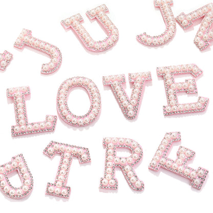Hot Heat Patch Stickers with 26 English Letters DIY Accessories Clothing Accessories White Diamond Pink Nonwoven Fabric Stickers