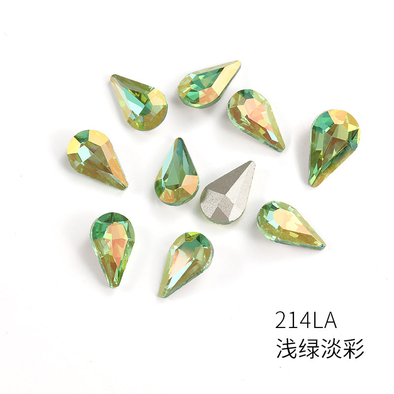 Brand new light color series 8*13 waterdrop glass rhinestones, pointed bottom DIY phone case, nail art diamond stacking materials, accessories