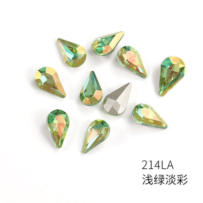 Brand new light color series 8*13 waterdrop glass rhinestones, pointed bottom DIY phone case, nail art diamond stacking materials, accessories