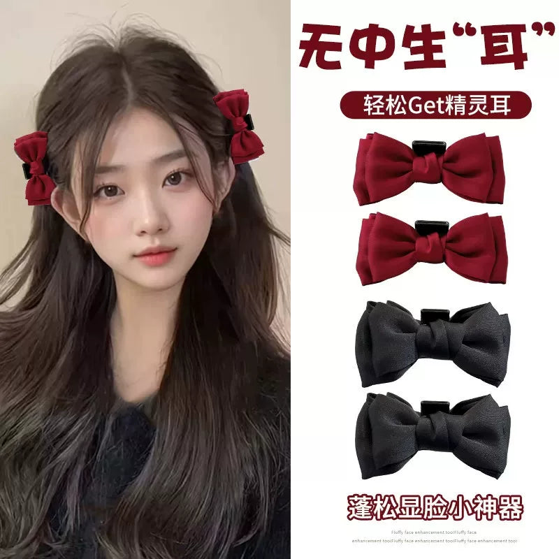 Mesh black bow hair chuck headdress, princess head small scratch clip broken hair, side bangs, clip, forehead hairpin woman