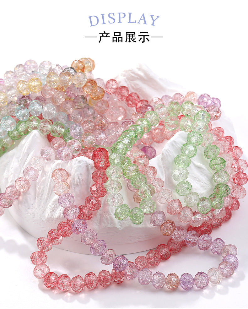 Multicolor Ice Flower Faceted Crystal Glass Beads - Wheel Scatter Bead Bracelet Necklace Accessories