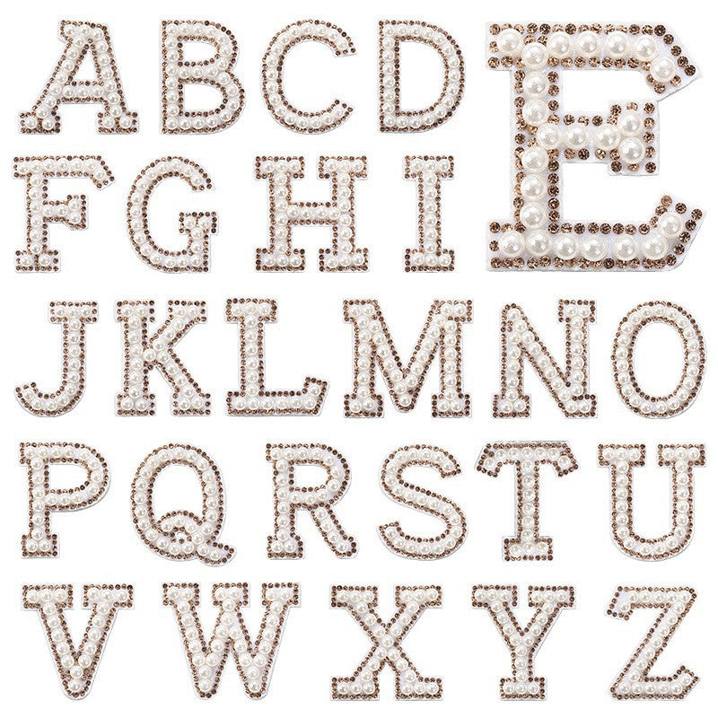 Crystal yellow diamond 26-letter fabric patch set, hot-hot stamped colored letter patch for clothing bags, diamond patches