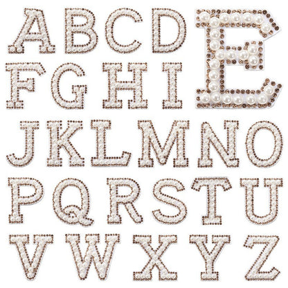 Crystal yellow diamond 26-letter fabric patch set, hot-hot stamped colored letter patch for clothing bags, diamond patches