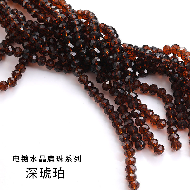 10mm electroplated crystal flat beads with glass through-hole beads, DIY accessories wholesale bead stringing accessories, crystal loose bead lanyards