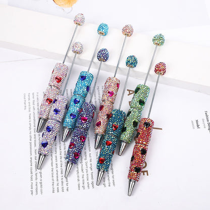Creative colorful love full diamond ballpoint pen DIY beading electroplating handmade diamond set ballpoint pen cross-border hot sale spot