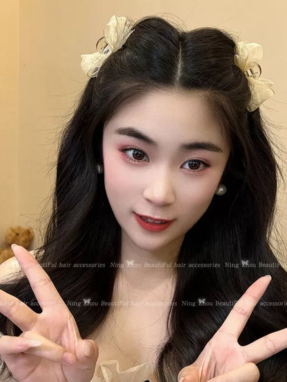 Mesh black bow hair chuck headdress, princess head small scratch clip broken hair, side bangs, clip, forehead hairpin woman