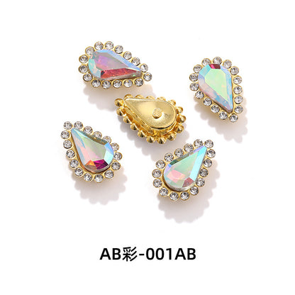 Colorful pointed waterdrop sunflower edged flower plate diamonds double-layer hand-sewn glass diamonds - clothing, hair accessories, DIY accessories