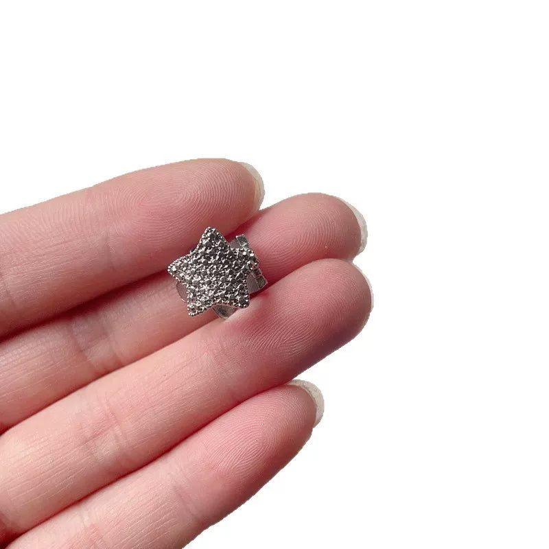 Celebrity-style high-end silver metal hair clip, bangs clip, five-pointed star small hair clip, mini half-tie hair claw clip