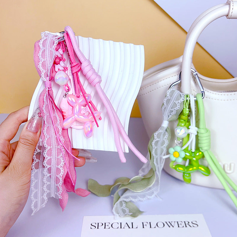 Creative DIY guitar balloon dog keychain pendant cute girly heart miu series bag pendant accessories trinkets