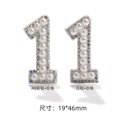 Hot Patch Non-Woven Digital Patches - DIY Clothing Accessories White Imitation Pearl Diamond