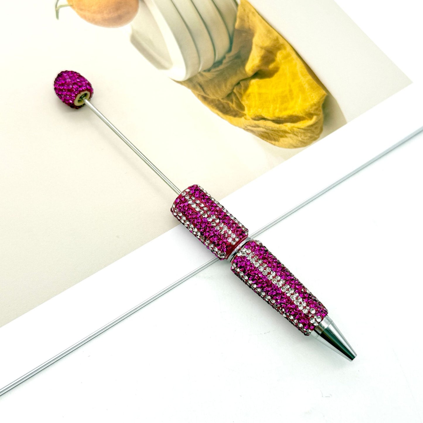 DIY  hot selling straight stripe full diamond ballpoint pen creative beaded cute grain pen hand-inlaid with diamonds heavy work ballpoint pen