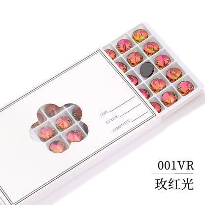 Flat Bottom Hand-Sewn Diamond K9 Satellite Round Flat Buckle Double Hole Punched Hand-Sewn Diamond Wedding Dress Apparel Accessories Super Flash Satellite