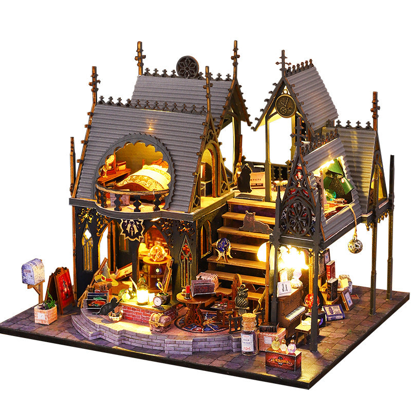 Jiate DIY Cottage Luna Magic House Wooden Handmade Miniature Landscape Model Ornament Holiday Birthday Gift