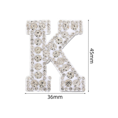 Full diamond letters DIY clothing accessories, white rhinestone hot simmer patches, hot patch English 26 letters
