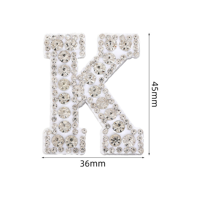Full rhinestone letter diy clothing accessories white rhinestone hot rhinestone patch hot patch patch english 26 english letters