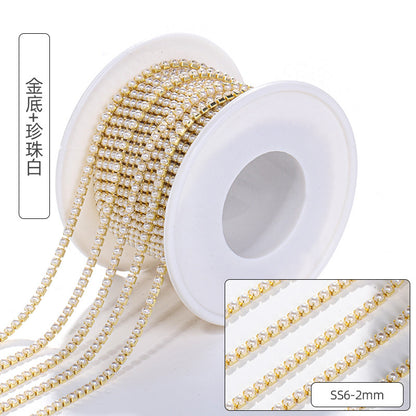 Pearl claw chain full roll diamond band tight claw luggage clothing accessories hair accessory phone case diamond super glitter pearl diamond chain