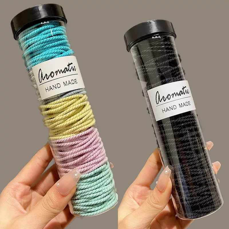Black rubber band, highly elastic, durable, hair tie, leather sleeve, hair tie, women's bucket set, 100 rubber bands, high ponytail