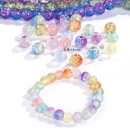 Xichuan autumn colorful ice flower jelly round beads DIY bracelet, necklace, jewelry, accessories, handmade perforated beads