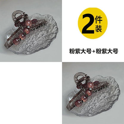 High-end look, small hair volume claw clip for women, 2026 new pearl rhinestone hair clip, back hair coil clip, shark clip headwear