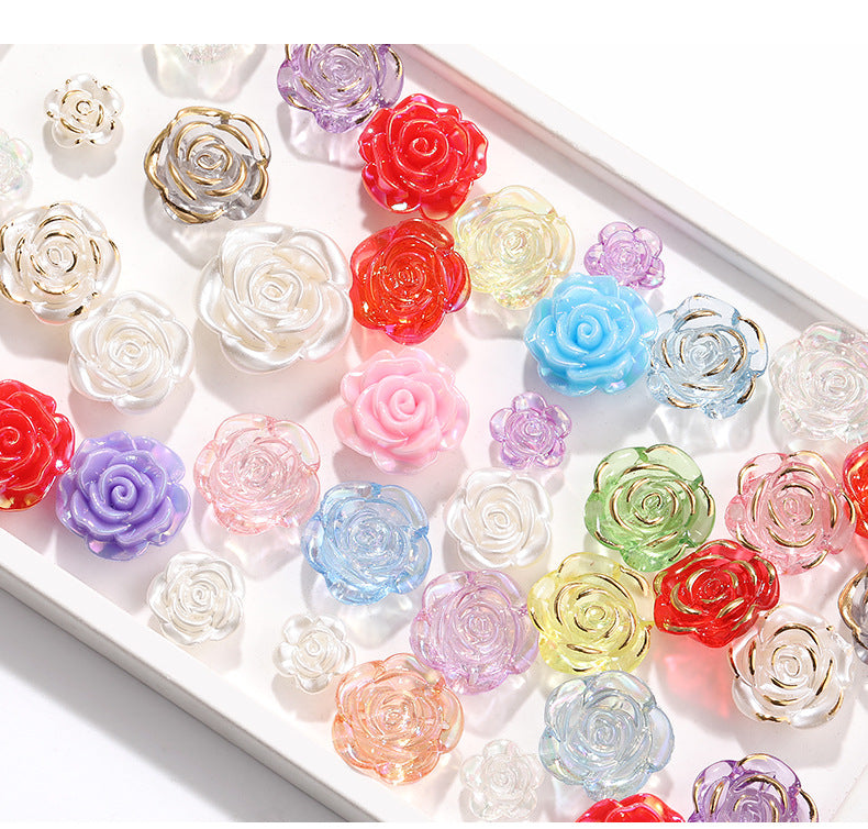High-Gloss ABS Imitation Pearl Beads - Perforated Beige White Camellia Hairpin Jewelry DIY Accessories