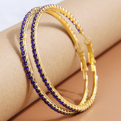 2-4-6-8-10cm oversized earrings exaggerated earrings european and american round rhinestone geometric hoop earrings for women cross-border