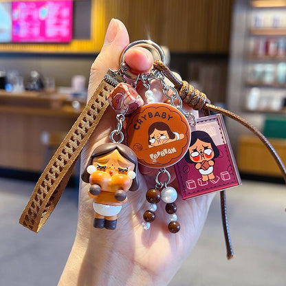 DIY small violin slippery star man beaded keychain small pendant cute bag cute grain modified baby doll doll pendant