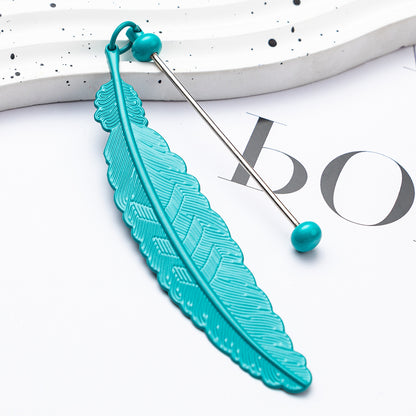 DIY Beaded Feather Bookmark - Primary School Graduation Anniversary Souvenir Metal Bookmark Children's Cute Bookcase Pendant