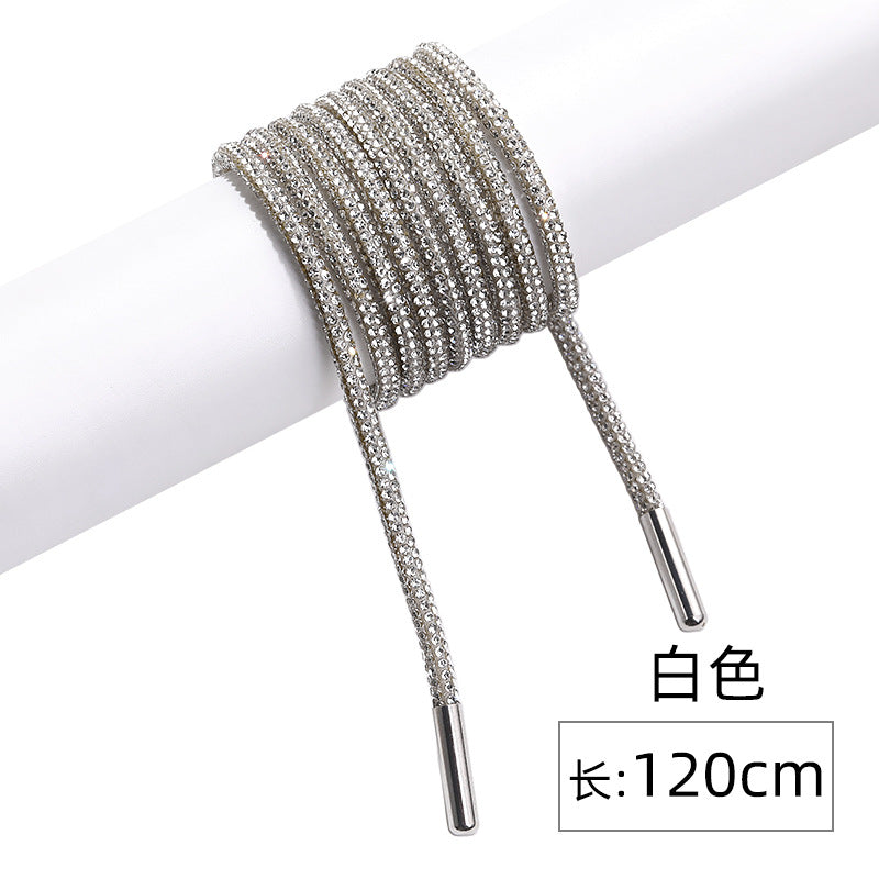 Crystal cord, drill rope, full diamond, ultra-glitter round soft tube, 6-row drill rope, coat strap, hat strap, shoelace, bag and pants strap, DIY accessory for accessories