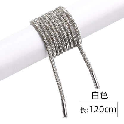 Crystal cord, drill rope, full diamond, ultra-glitter round soft tube, 6-row drill rope, coat strap, hat strap, shoelace, bag and pants strap, DIY accessory for accessories