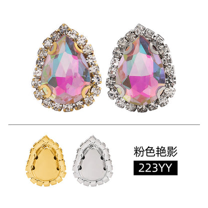 New waterdrop copper crystal buckle with vivid light color thickened base strap hole claw diamond shoes and hats and clothing accessories
