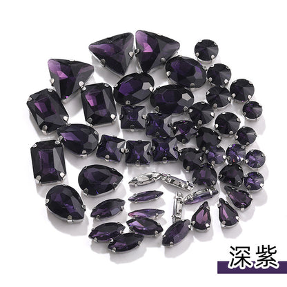 Mixed Four-Corner Claw Rhinestones - Silver Crystal Glass Hand-Sewn Wedding Dress Accessories 50pcs