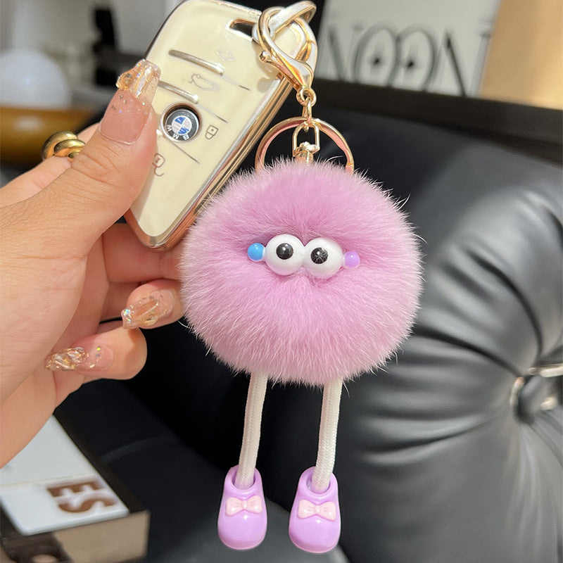 Cute imitation otter rabbit long legs small briquette car keychain pendant plush bag pendant gift doll doll
