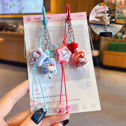 Creative DIY Hello Kitty Beaded Mobile Phone Chain Keychain Pendant Car Key Chain MIU Series Bag Charm Accessories