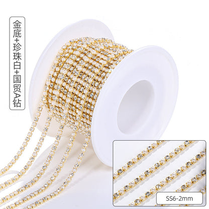 Pearl claw chain full roll diamond band tight claw luggage clothing accessories hair accessory phone case diamond super glitter pearl diamond chain