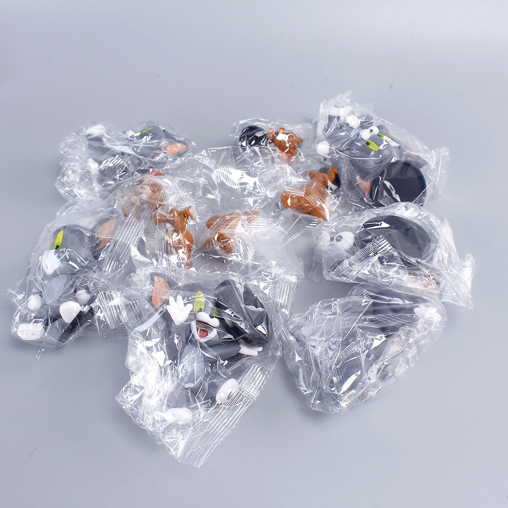 12 Tom Jerry Black Base Cute Cat and Mouse Good Friend Doll Figure Model Car Ornaments