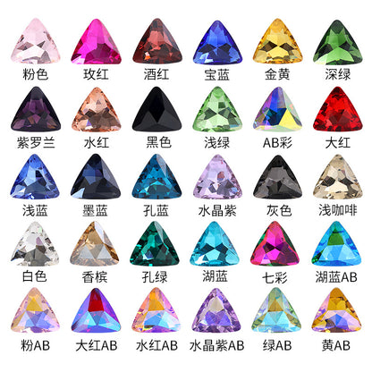 Pointed bottom triangular diamond, irregular rhinestone phone case, diamond attachment, diamond apparel, clothing, shoes, bags, crystal jewelry, accessories, pointed bottom triangular diamond