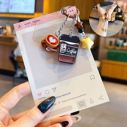 Creative Maillard DIY small drip slip keychain pendant female couple bag beaded mobile phone chain keychain pendant