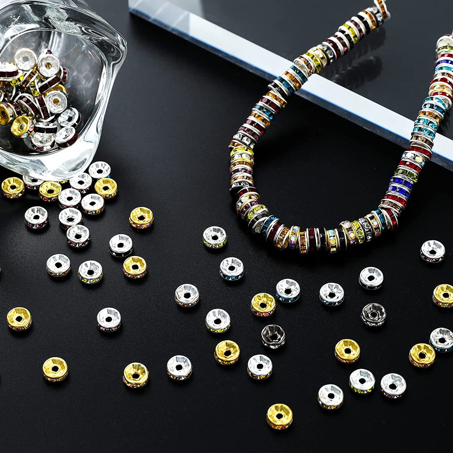 Handmade accessories diamond ring bead separator color bracelet diamond encrusted spacer wheel rim 6 8 10 12mm DIY jewelry accessories