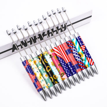 creative printed ballpoint pen diy beaded sunflower flag printed plastic ballpoint pen theme advertising gift pen