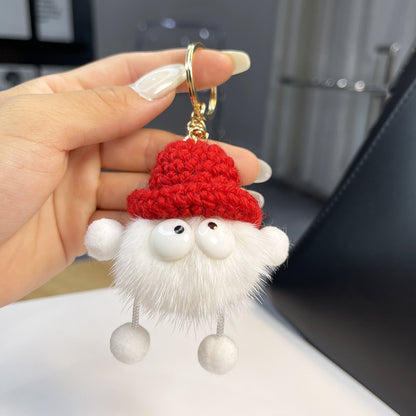 Imitation mink fur small briquette plush pendant, car keychain pendant, trinket, plush bag pendant, school bag pendant