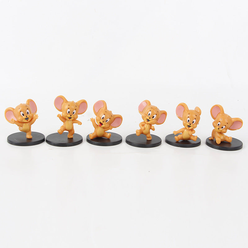 12 cat and mouse figures: Tom Cat and Jerry Q version of the doll model, cute toy cake, toy ornaments