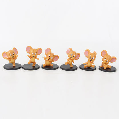12 cat and mouse figures: Tom Cat and Jerry Q version of the doll model, cute toy cake, toy ornaments