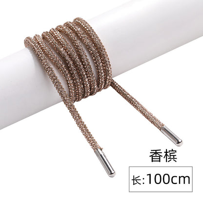 Crystal cord, drill rope, full diamond, ultra-glitter round soft tube, 6-row drill rope, coat strap, hat strap, shoelace, bag and pants strap, DIY accessory for accessories