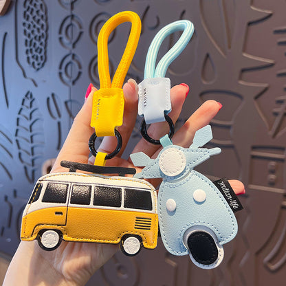 Creative PU Leather Transportation Keychain Pendant Cute Couple Bag Keychain Pendant Small Gift Wholesale