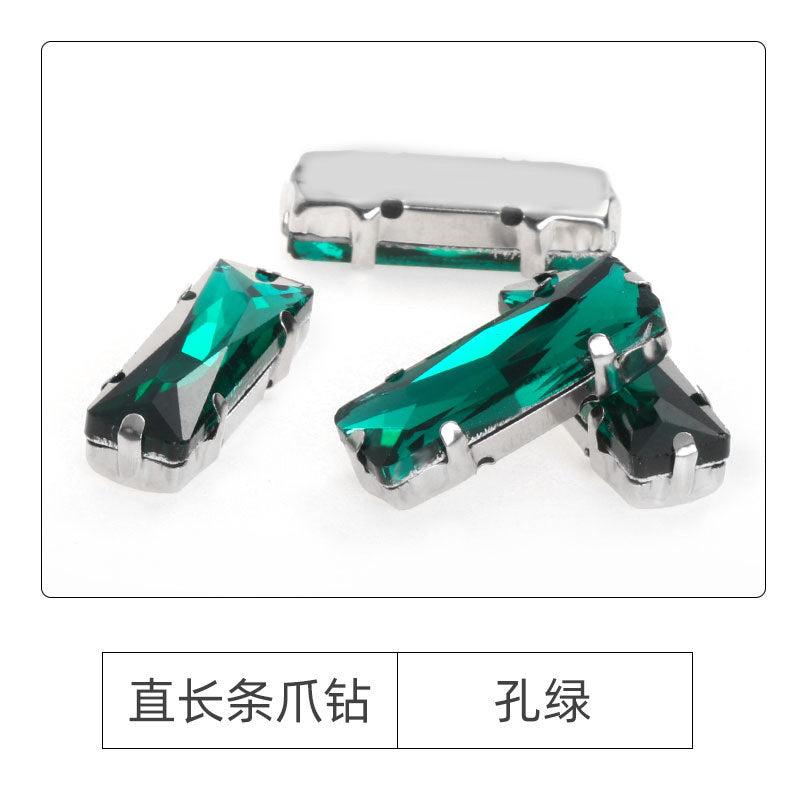 Xichuan Straight Long Claw Rhinestone Glass Hand-Stitched Diamond DIY Accessories Shoe Bag Handmade Materials White K with Claw Diamond