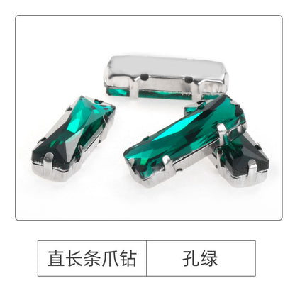 Xichuan Straight Long Claw Rhinestone Glass Hand-Stitched Diamond DIY Accessories Shoe Bag Handmade Materials White K with Claw Diamond